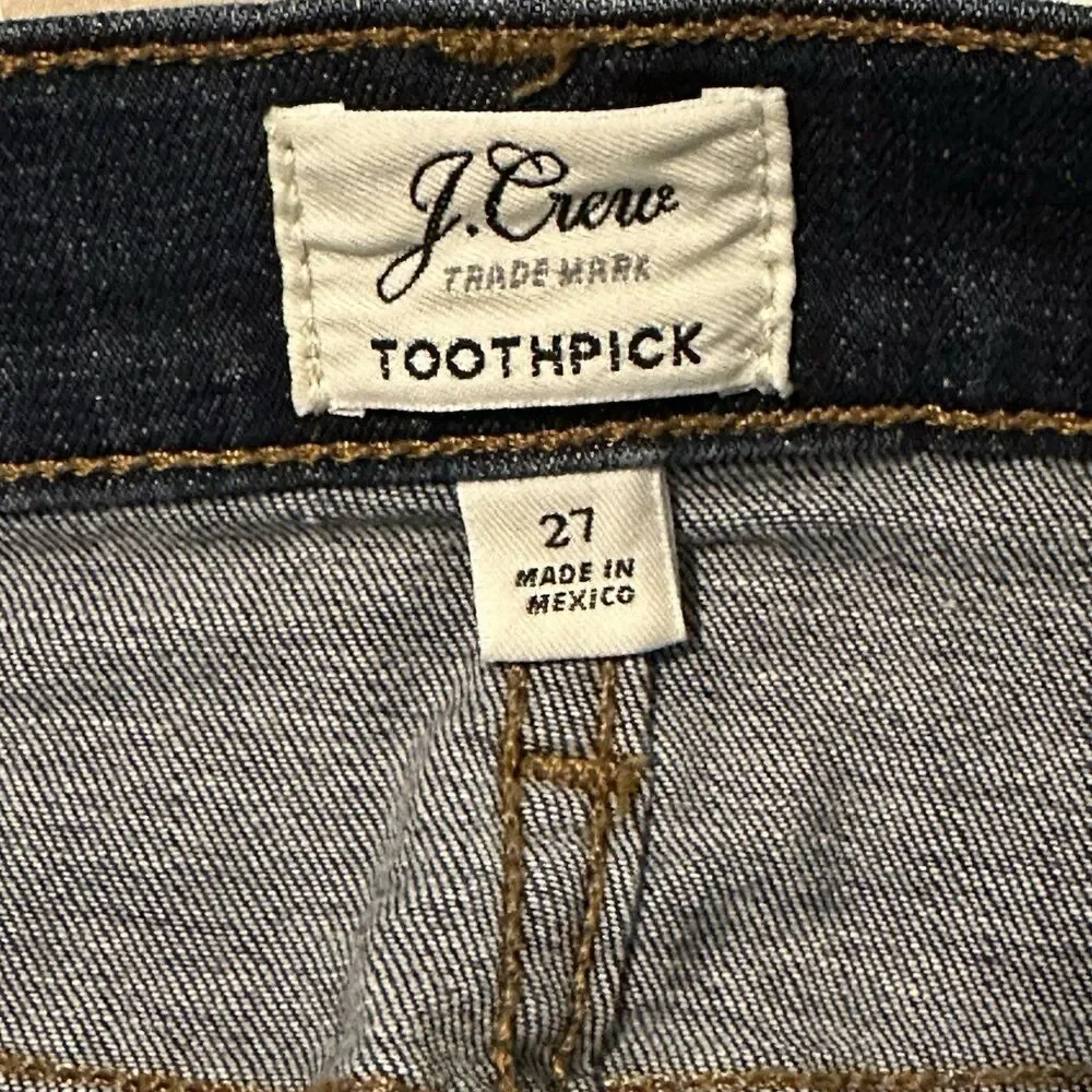 J. Crew Toothpick Jeans Women Size 6 -- 28Wx27.5L  Stretch Mid-Rise Skinny